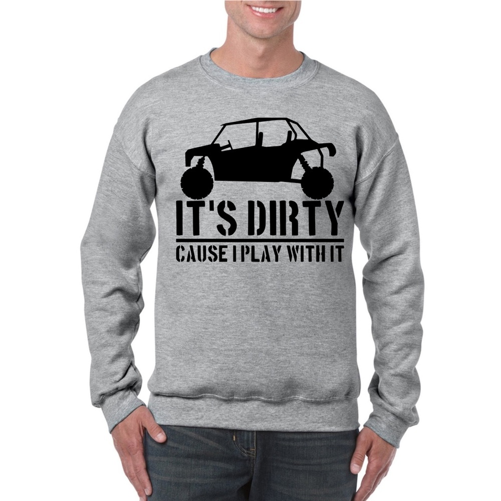 Gray Men's Sweater with Off-Road Graphic